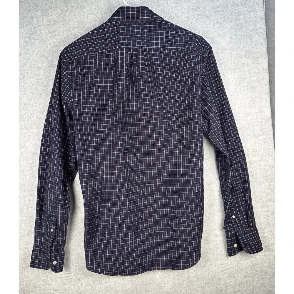 J. Crew Secret Wash Shirt Mens Small Blue/Red Plaid Slim Fit Button Up Cotton
